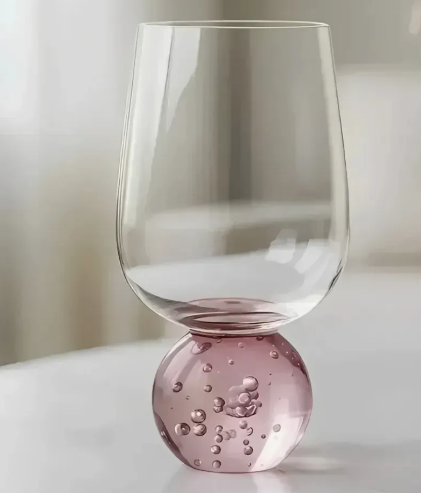 Jogo 6 Taças Esfera de Vidro Bubble 440ml Rosa